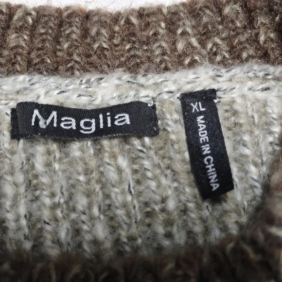 Maglia Women's Brown Chunky Knit Long Sleeve Round Neck Sweater Dress Size XL - Picture 9 of 10